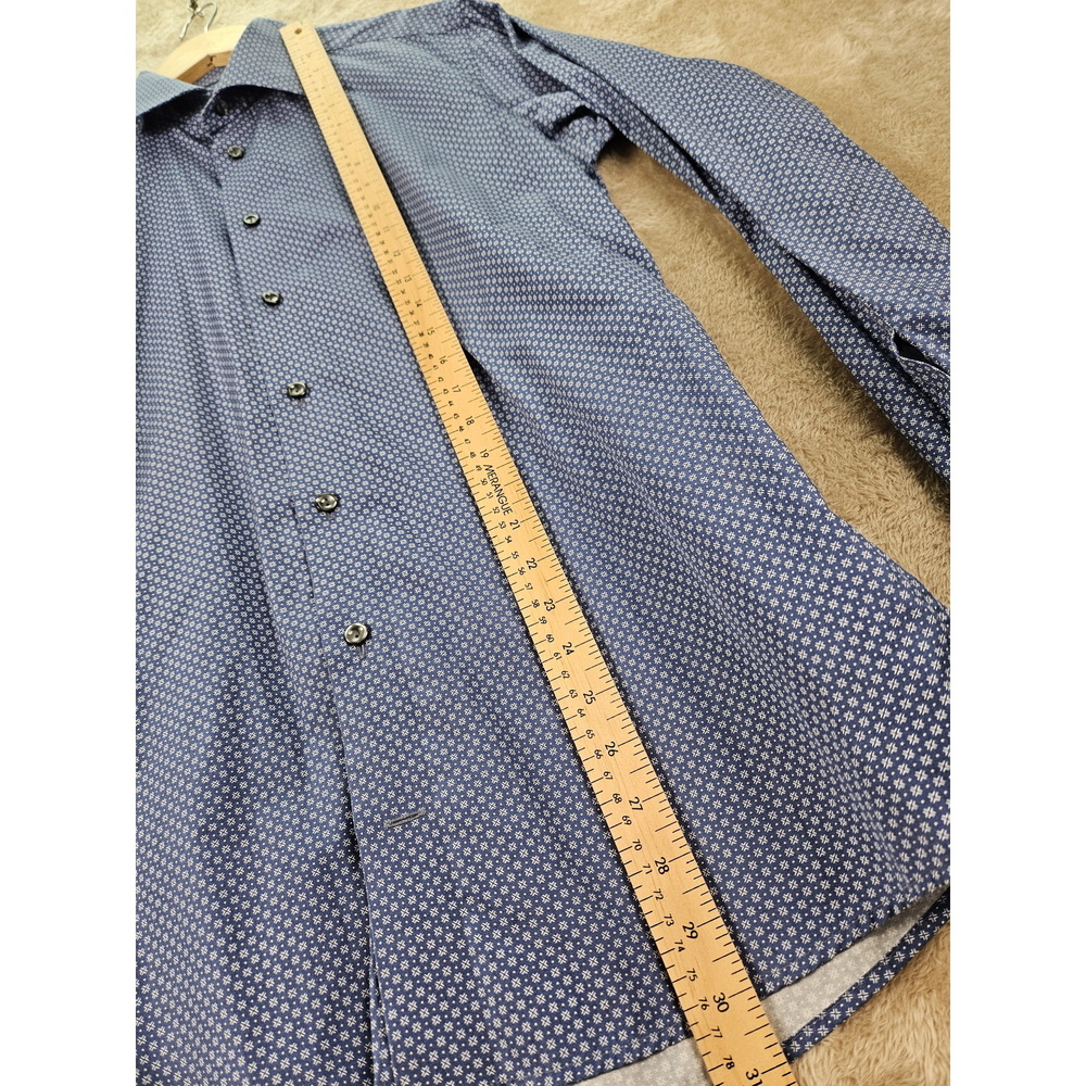 ETON Dress Shirt Geometric-Print Button-down Slim-fit Fine Twill Shirt Blue Size - Picture 8 of 10